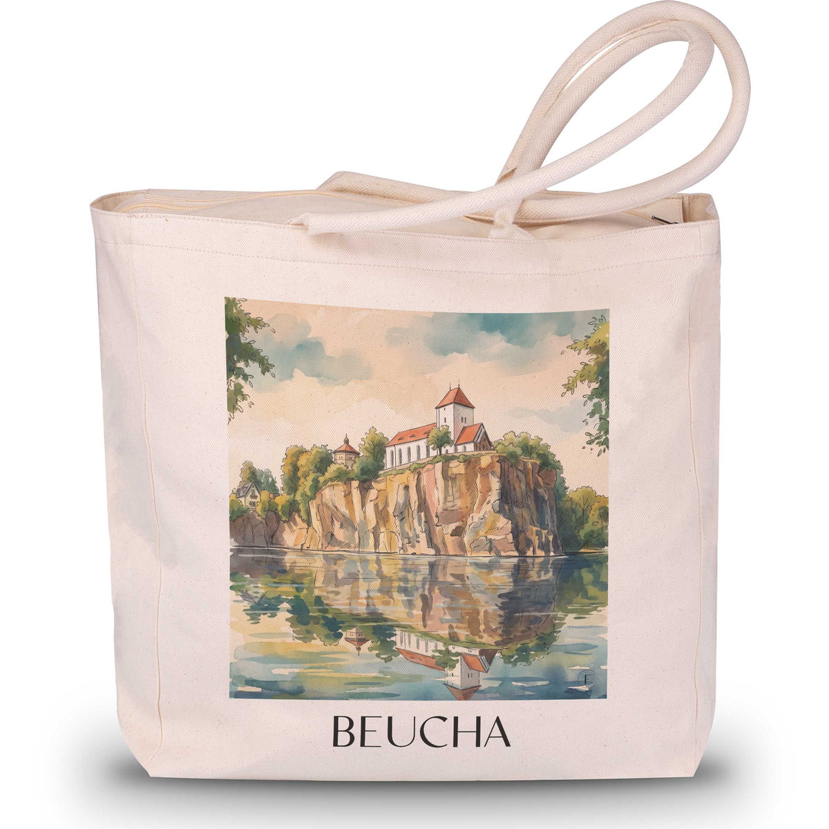 Beucha Shopping Tasche - Leipziger Land - Deutschland Tote Bag - Einkaufstasche im Aquarell Stil
