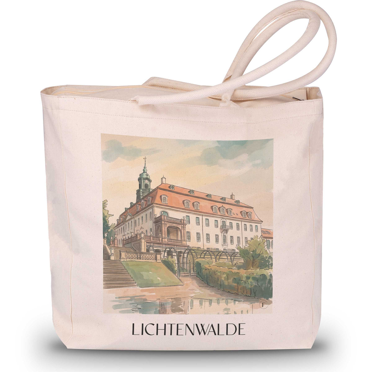 Lichtenwalde Shopping Tasche - Erzgebirgsvorland - Deutschland Tote Bag - Einkaufstasche im Aquarell Stil
