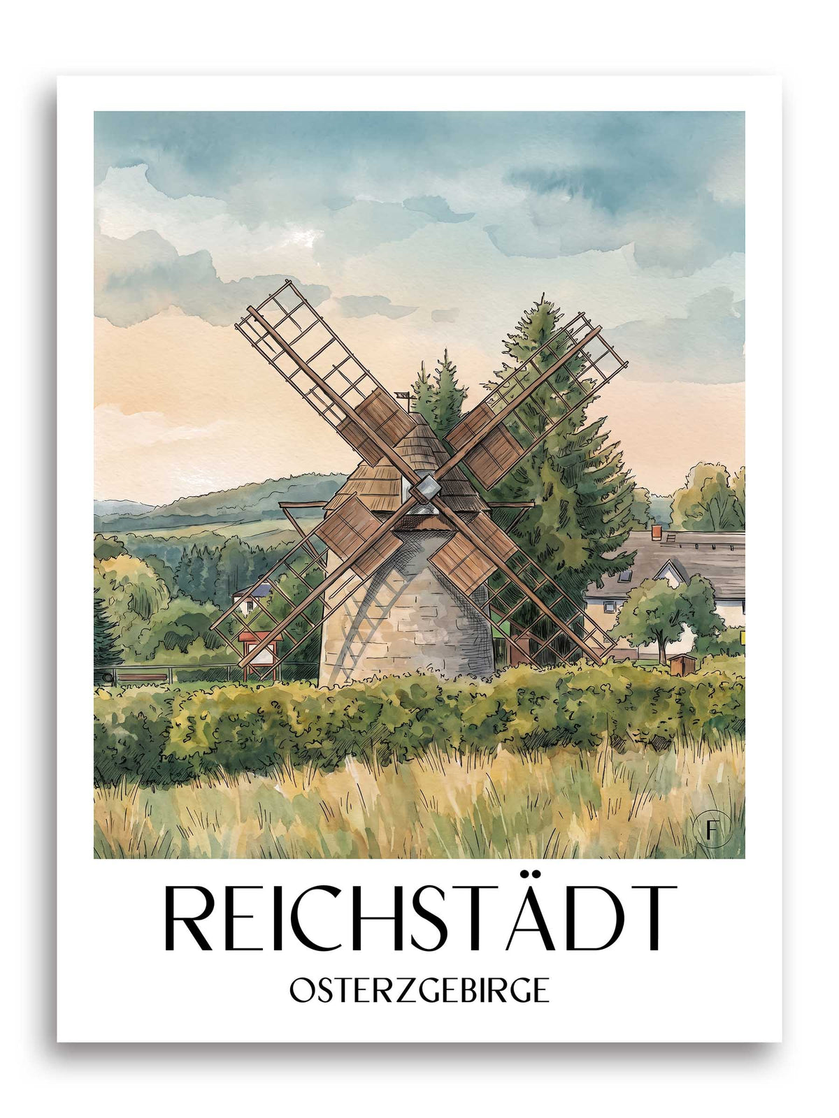 reichstädt-osterzgebirge-deutschland-poster-aquarell