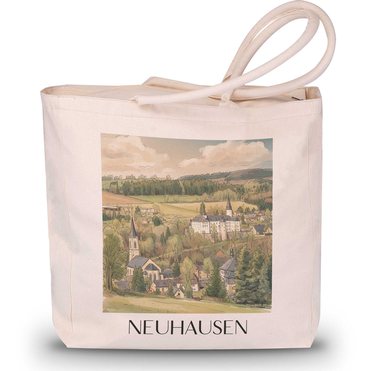 neuhausen-erzgebirge-deutschland-einkaufstasche-aquarell