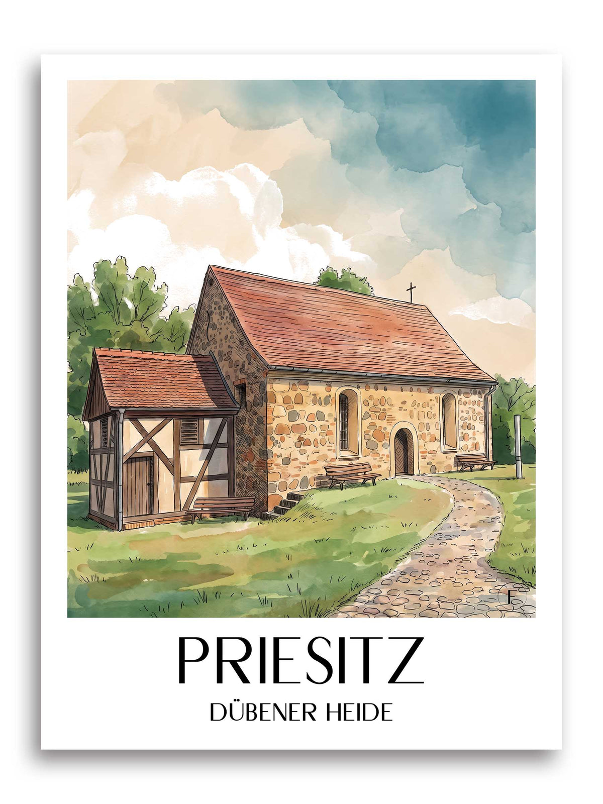 priesitz-dübener-heide-deutschland-poster-aquarell