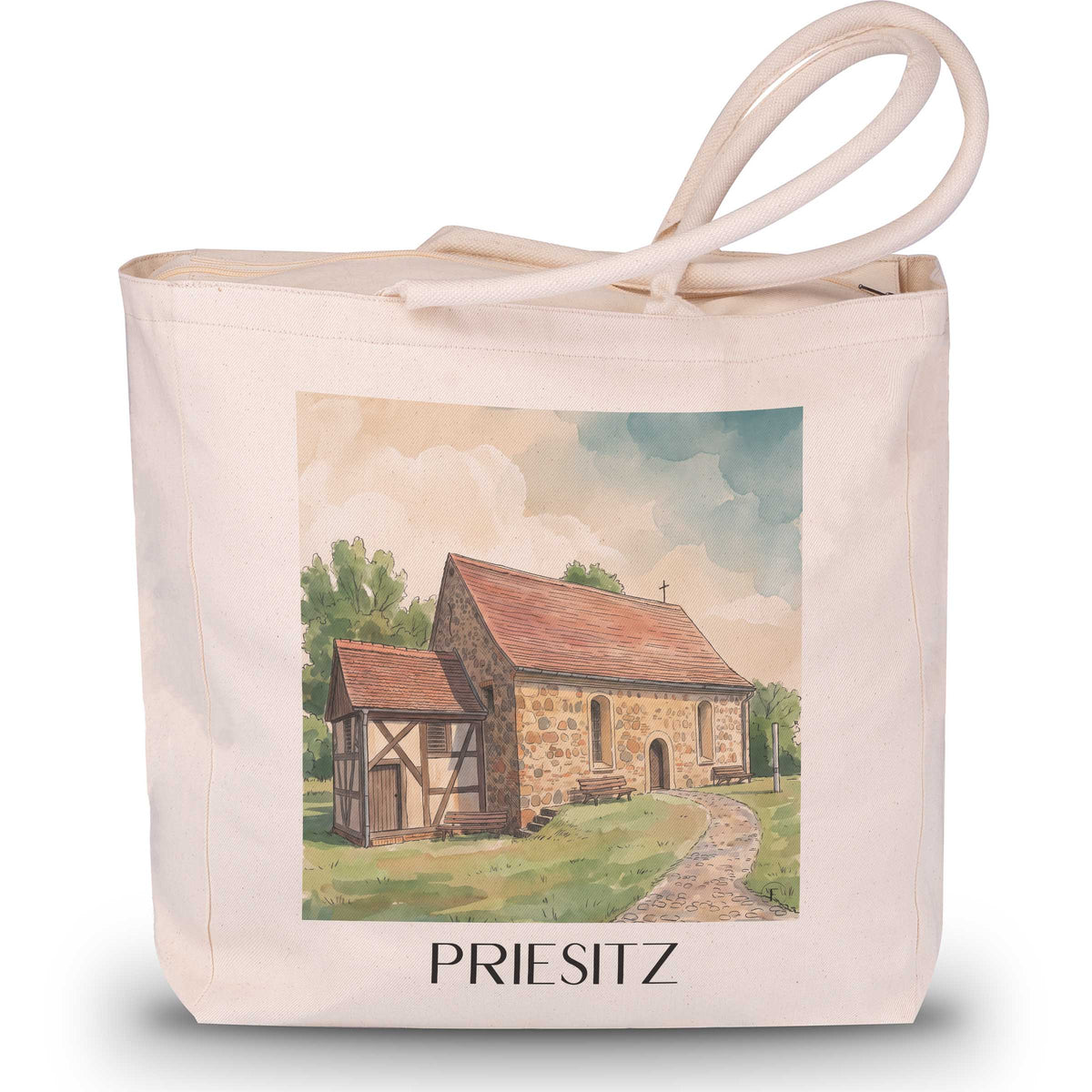 Priesitz Shopping Tasche - Dübener Heide - Deutschland Tote Bag - Einkaufstasche im Aquarell Stil