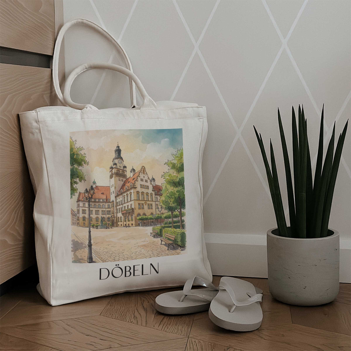 döbeln-sachsen-deutschland-einkaufstasche-aquarell