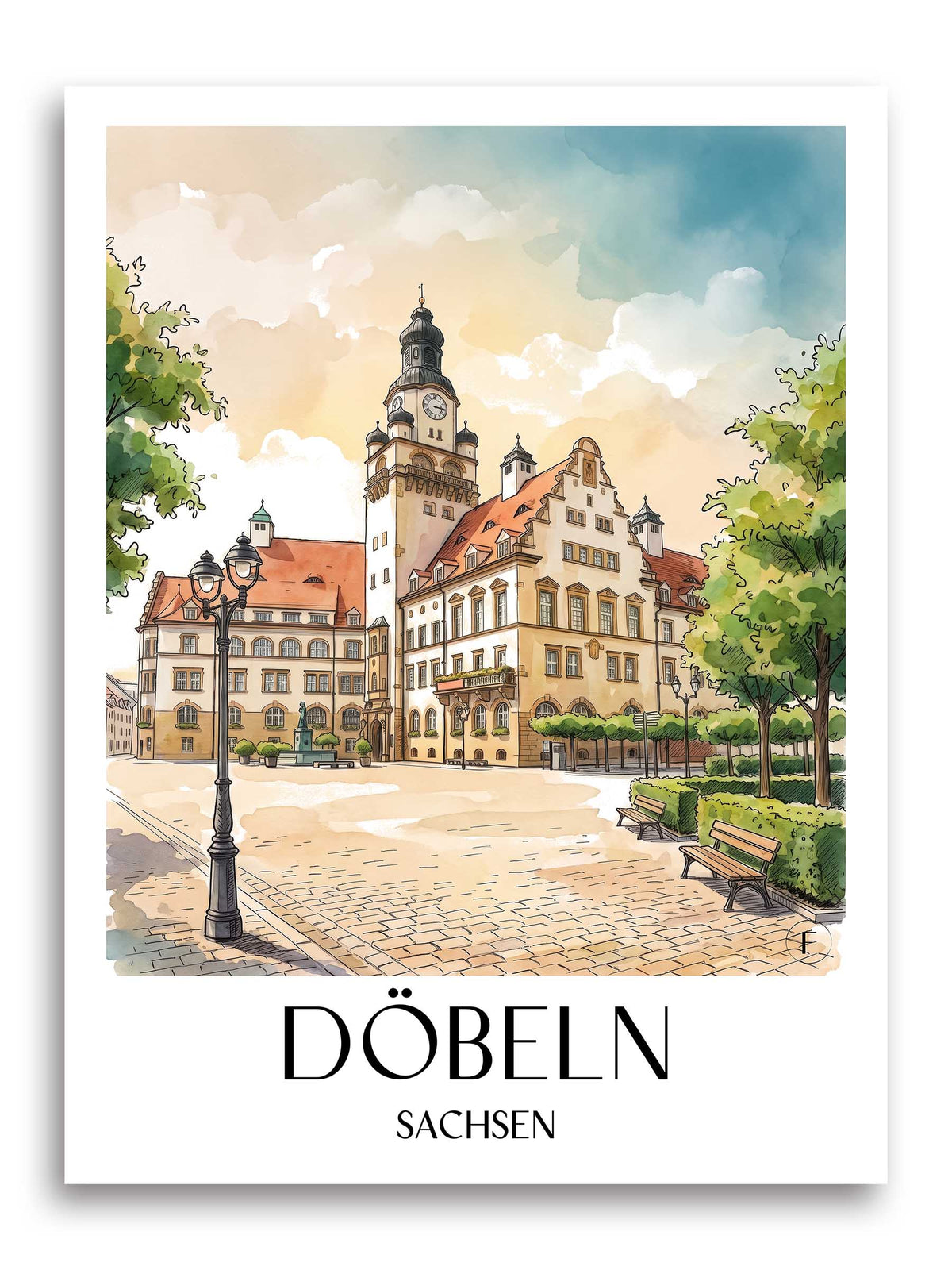 döbeln-sachsen-deutschland-poster-aquarell