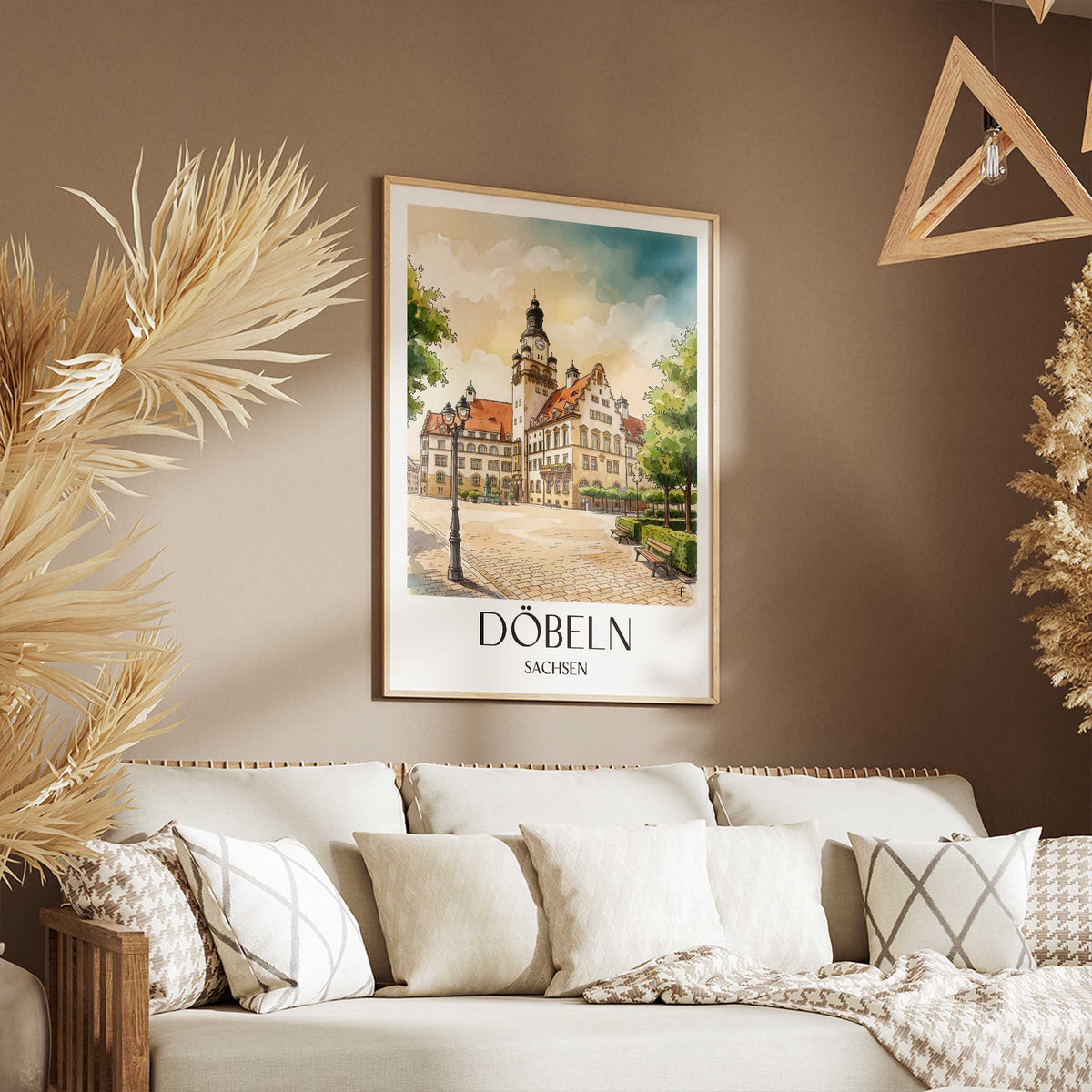 döbeln-sachsen-deutschland-poster-aquarell