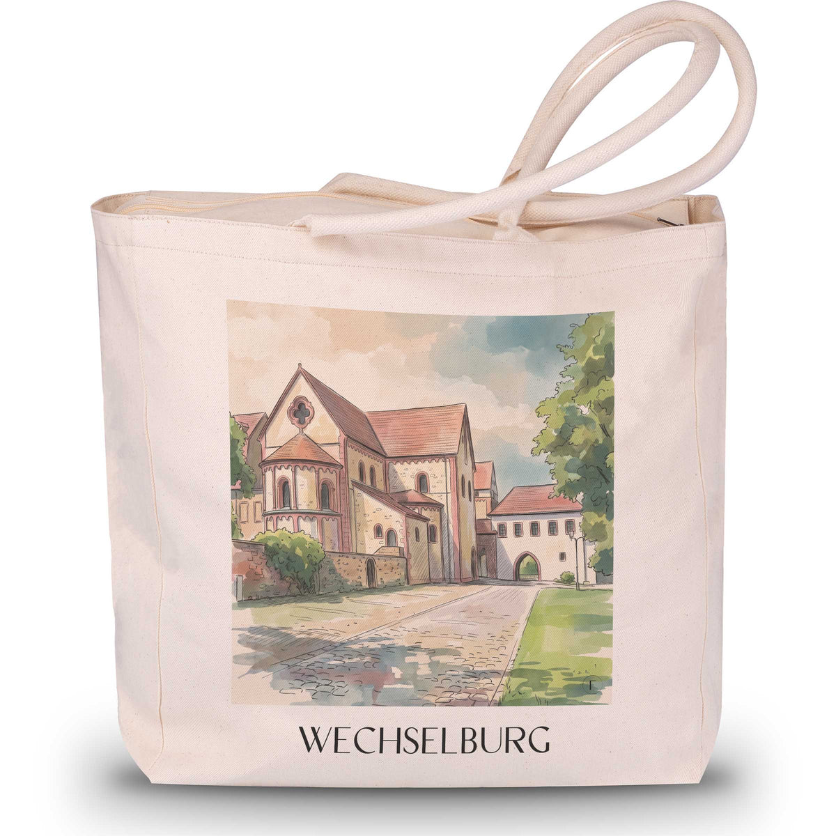 wechselburg-muldetal-deutschland-einkaufstasche-aquarell