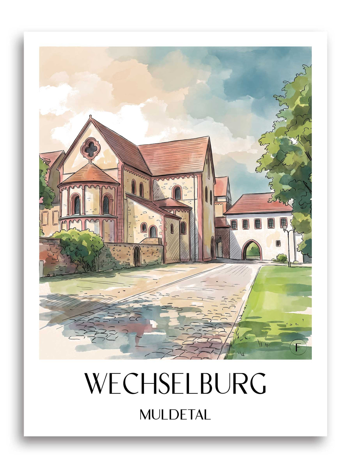 wechselburg-muldetal-deutschland-poster-aquarell