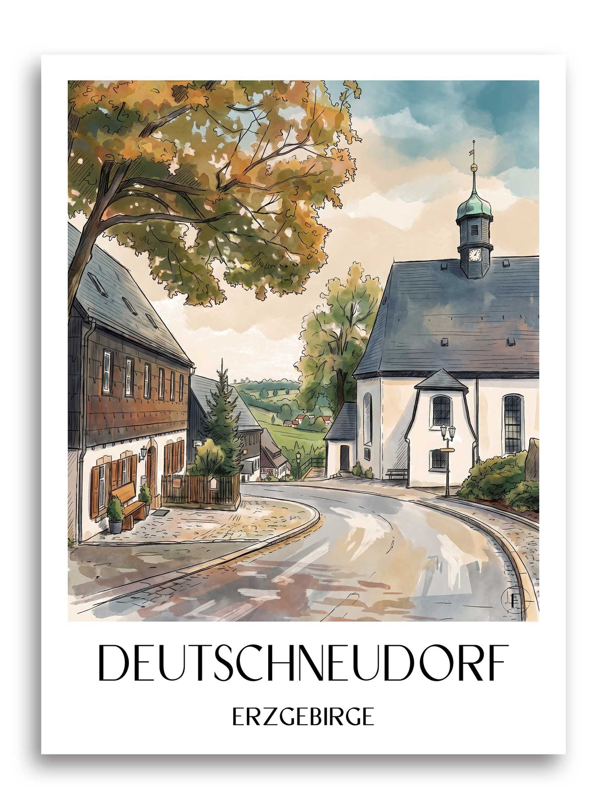 deutschneudorf-erzgebirge-deutschland-poster-aquarell