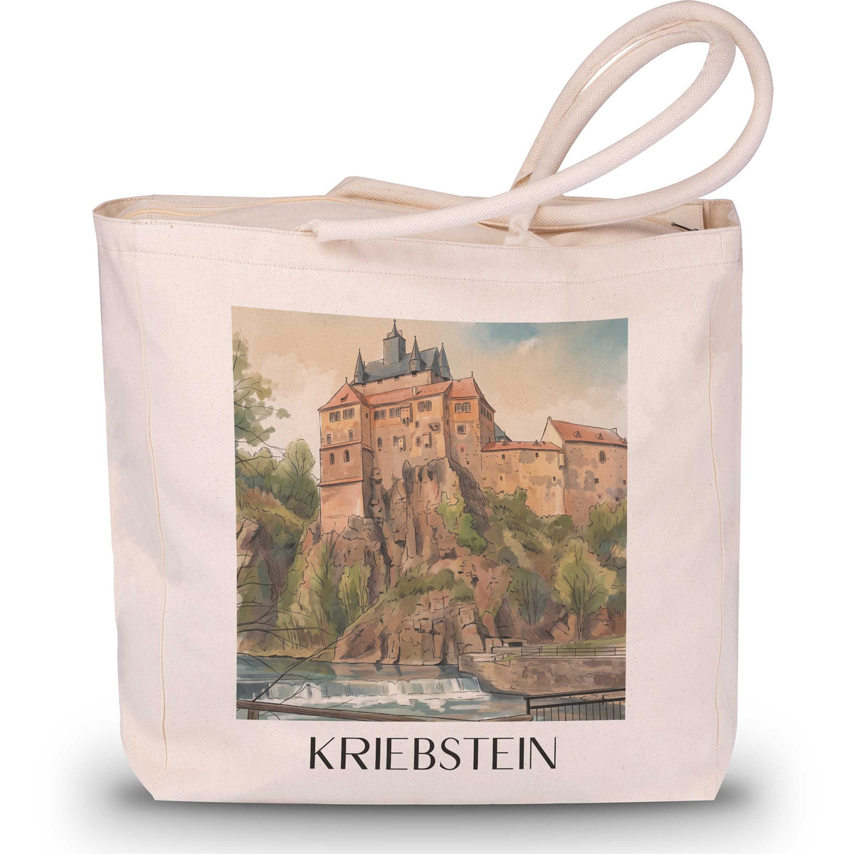 kriebstein-sachsen-deutschland-einkaufstasche-aquarell