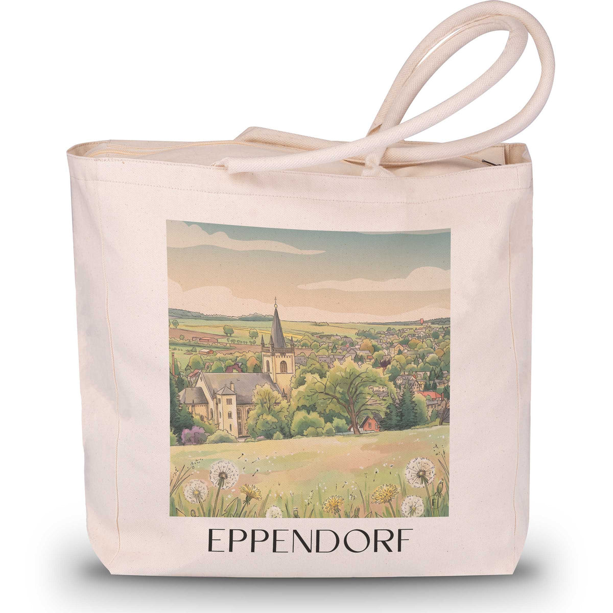 eppendorf-erzgebirge-deutschland-einkaufstasche-aquarell