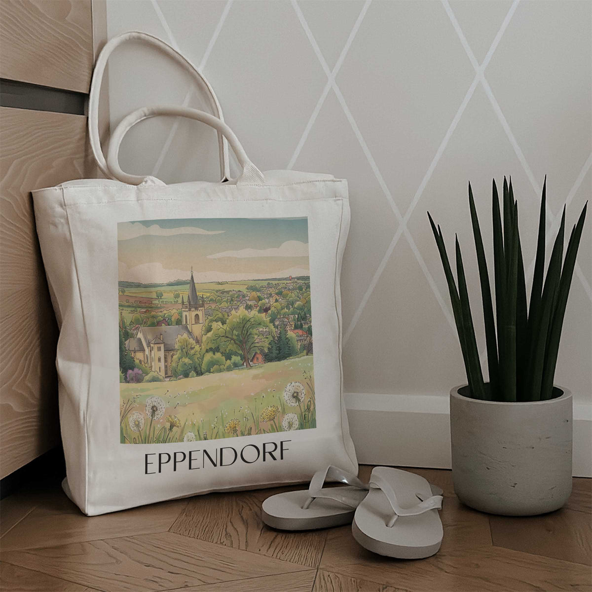 eppendorf-erzgebirge-deutschland-einkaufstasche-aquarell