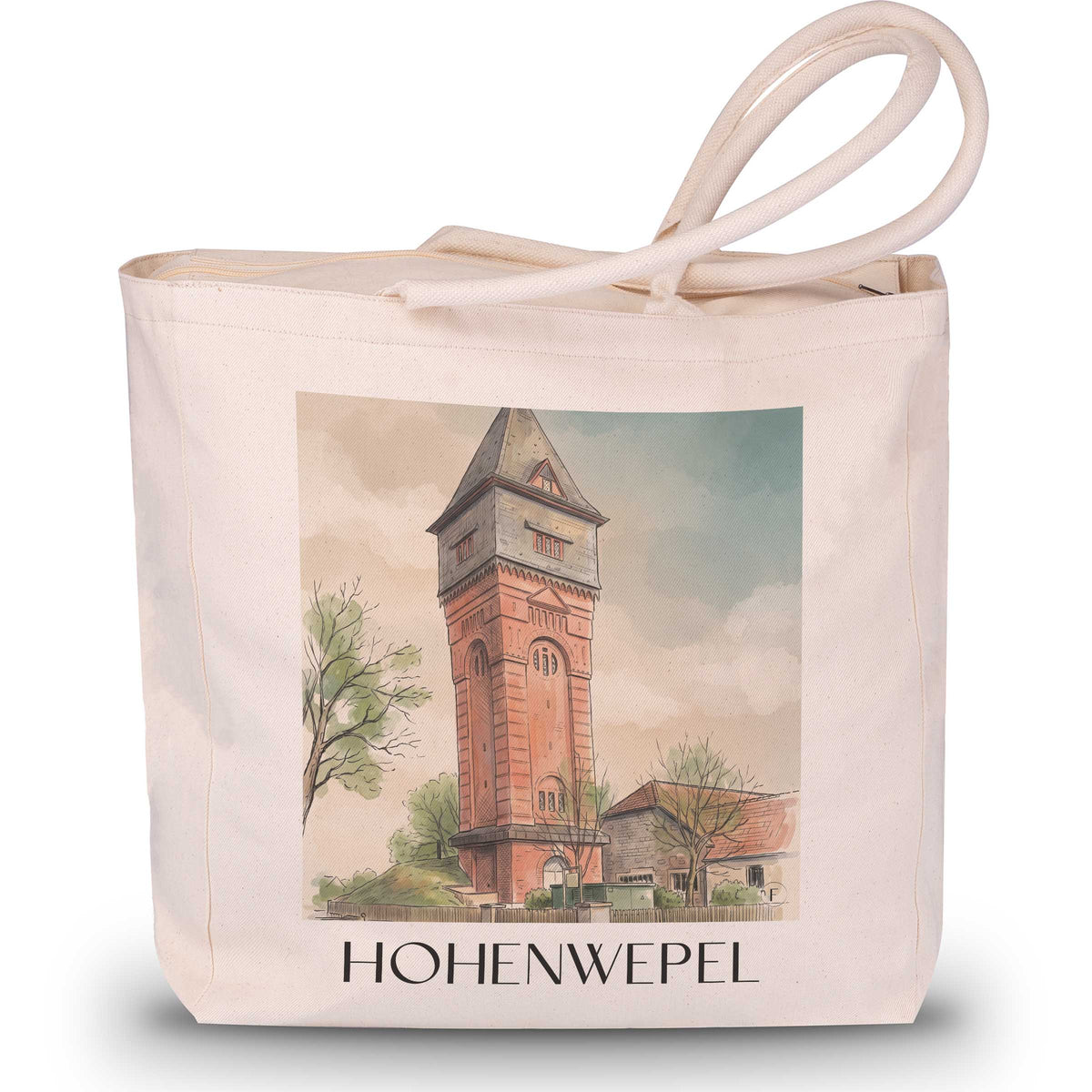 Hohenwepel Shopping Tasche - Warburger Börde - Deutschland Tote Bag - Einkaufstasche im Aquarell Stil