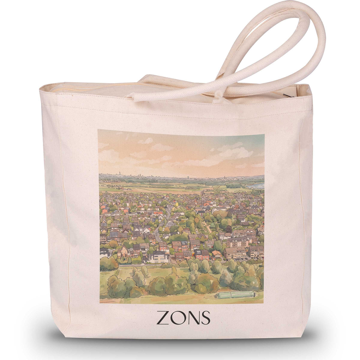Zons Shopping Tasche - Niederrhein - Deutschland Tote Bag - Einkaufstasche im Aquarell Stil