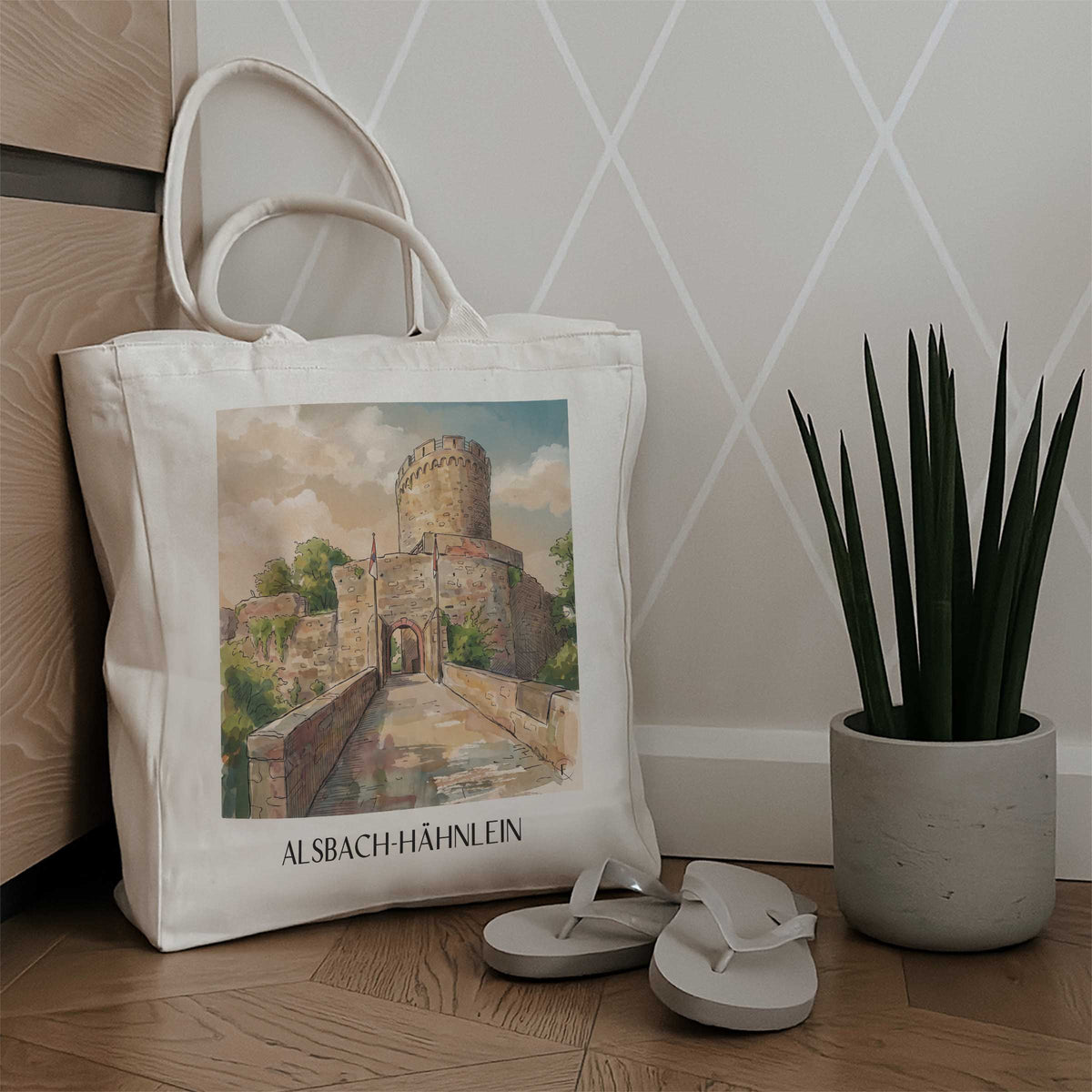 alsbach-hähnlein-bergstraße-deutschland-einkaufstasche-aquarell