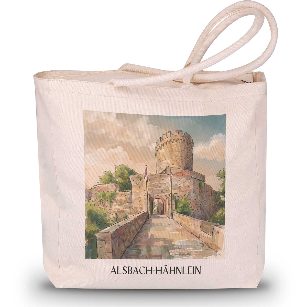 Alsbach-Hähnlein Shopping Tasche - Bergstraße - Deutschland Tote Bag - Einkaufstasche im Aquarell Stil