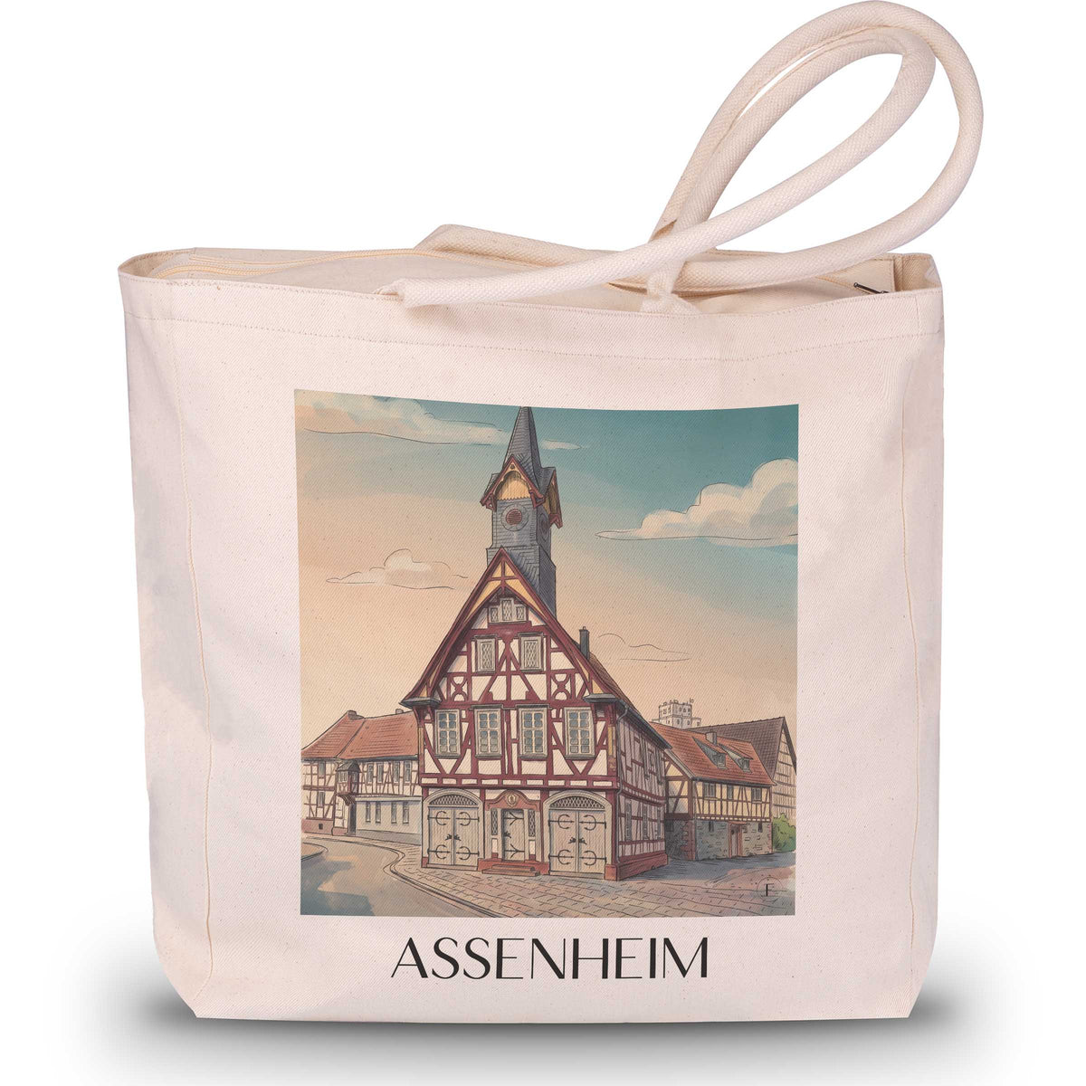 Assenheim Shopping Tasche - Wetterau - Deutschland Tote Bag - Einkaufstasche im Aquarell Stil