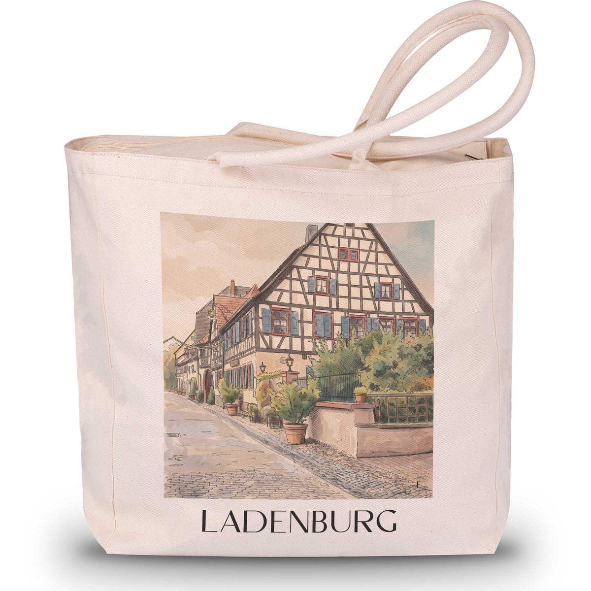 Ladenburg Shopping Tasche - Kurpfalz - Deutschland Tote Bag - Einkaufstasche im Aquarell Stil