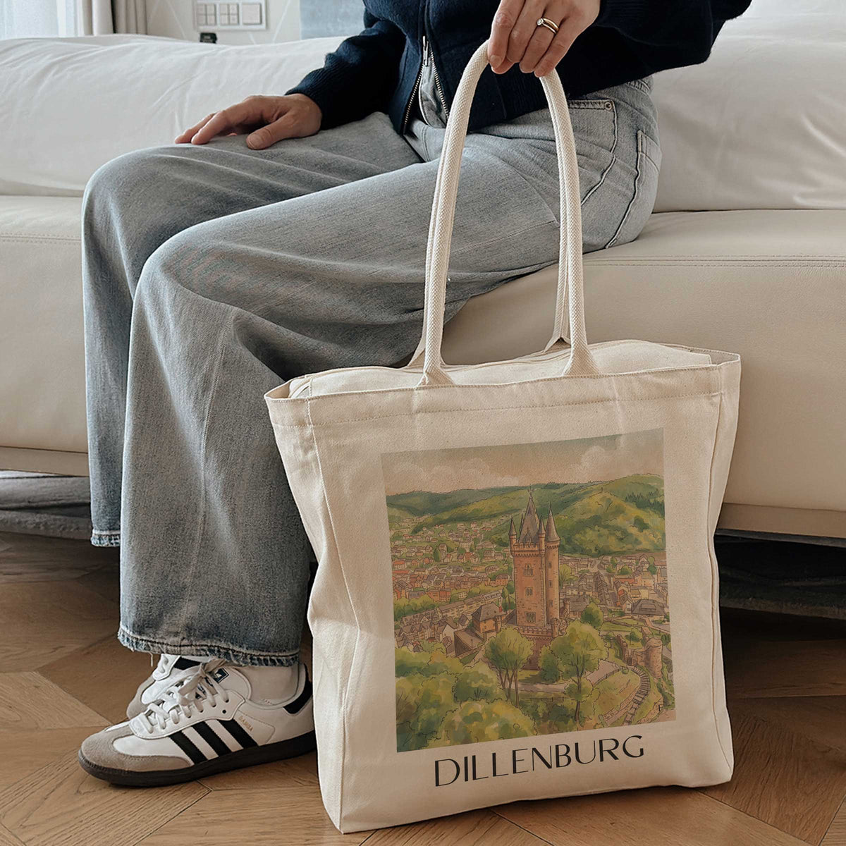dillenburg-lahn-dill-bergland-deutschland-einkaufstasche-aquarell