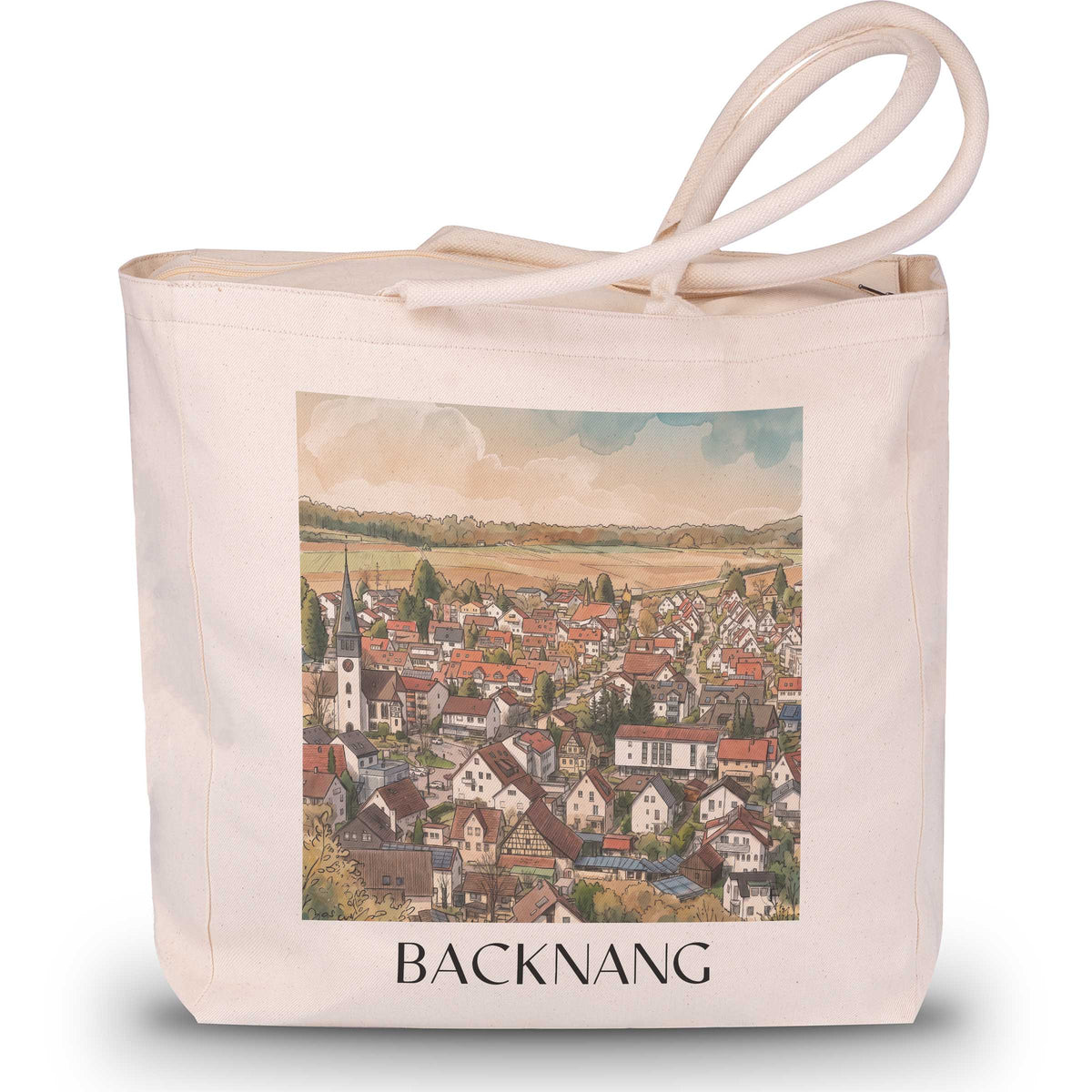 Backnang Shopping Tasche - Rems-Murr-Kreis - Deutschland Tote Bag - Einkaufstasche im Aquarell Stil