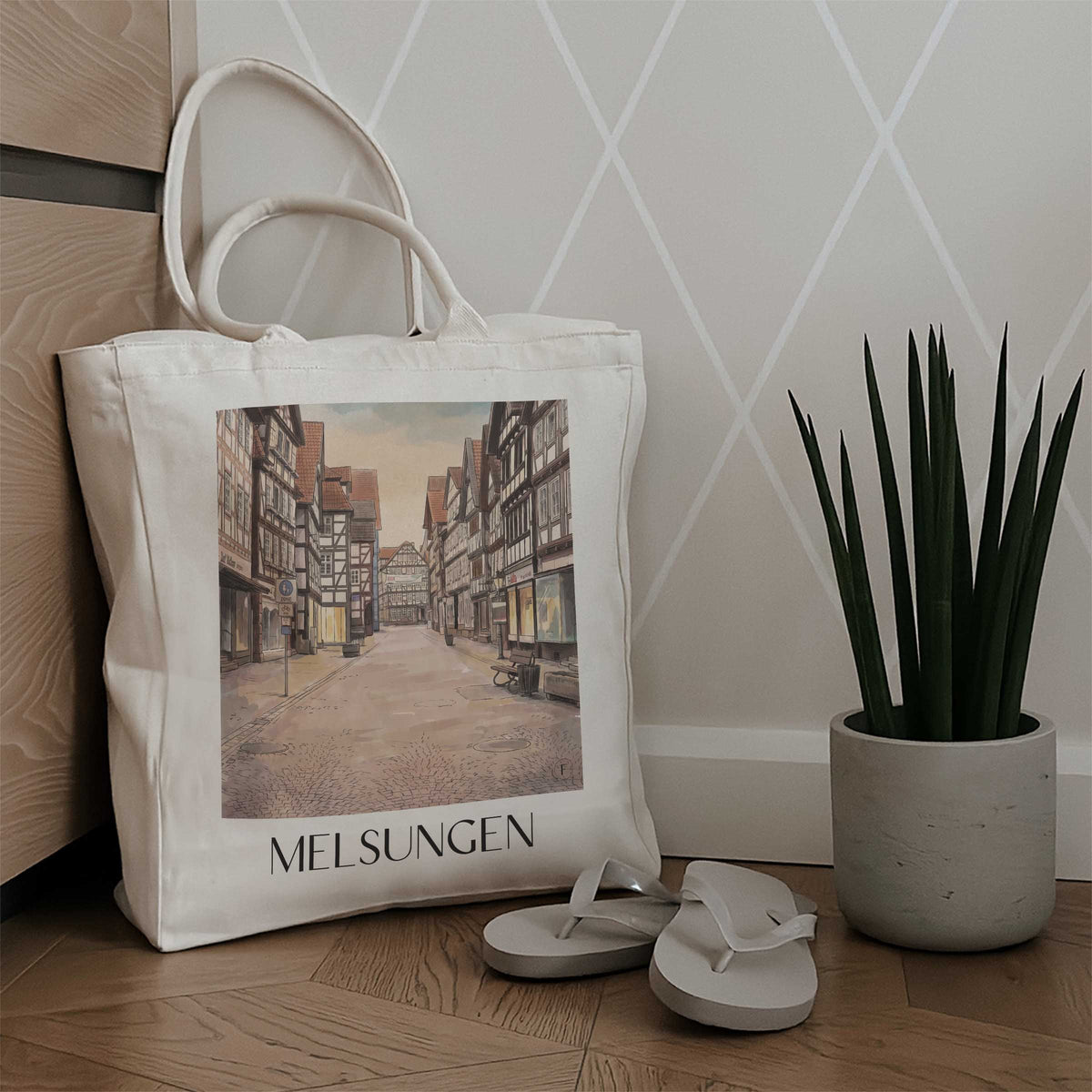 melsungen-nordhessen-deutschland-einkaufstasche-aquarell