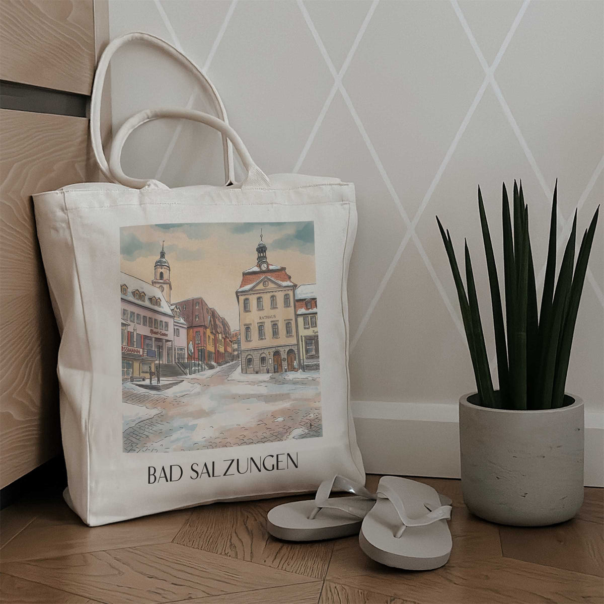 bad-salzungen-werratal-deutschland-einkaufstasche-aquarell