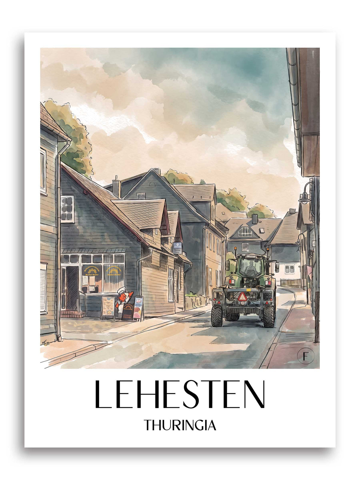 Lehesten Poster - Thüringen - Deutschland Kunstdruck - Aquarell von A4 bis A1
