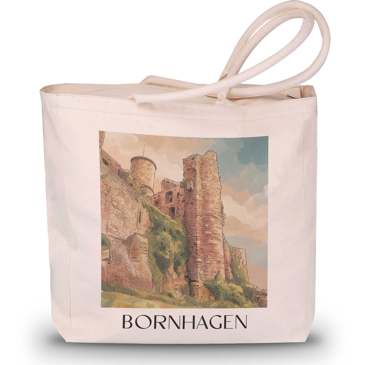 Bornhagen Shopping Tasche - Eichsfeld - Deutschland Tote Bag - Einkaufstasche im Aquarell Stil