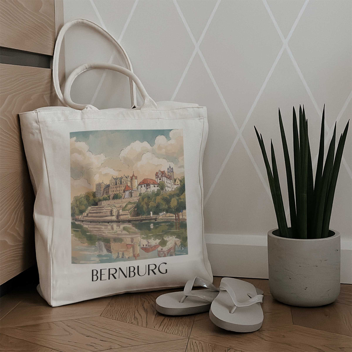 bernburg-saale-deutschland-einkaufstasche-aquarell