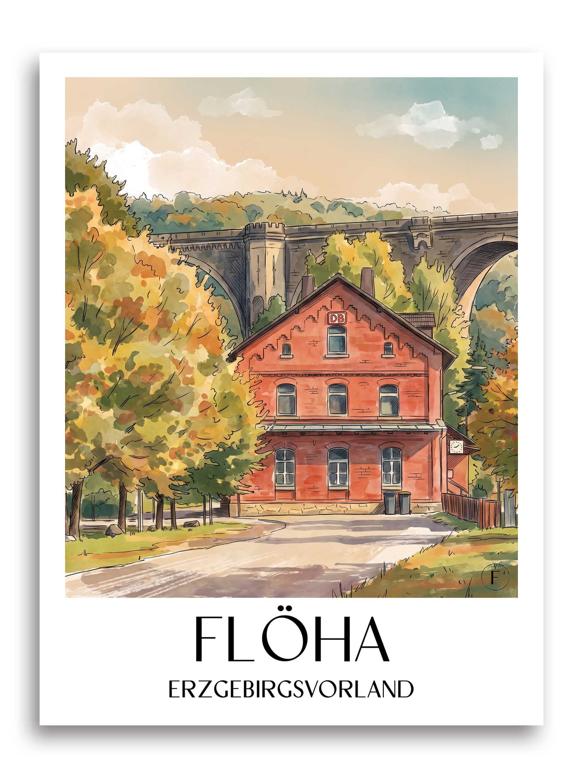 flöha-erzgebirgsvorland-deutschland-poster-aquarell