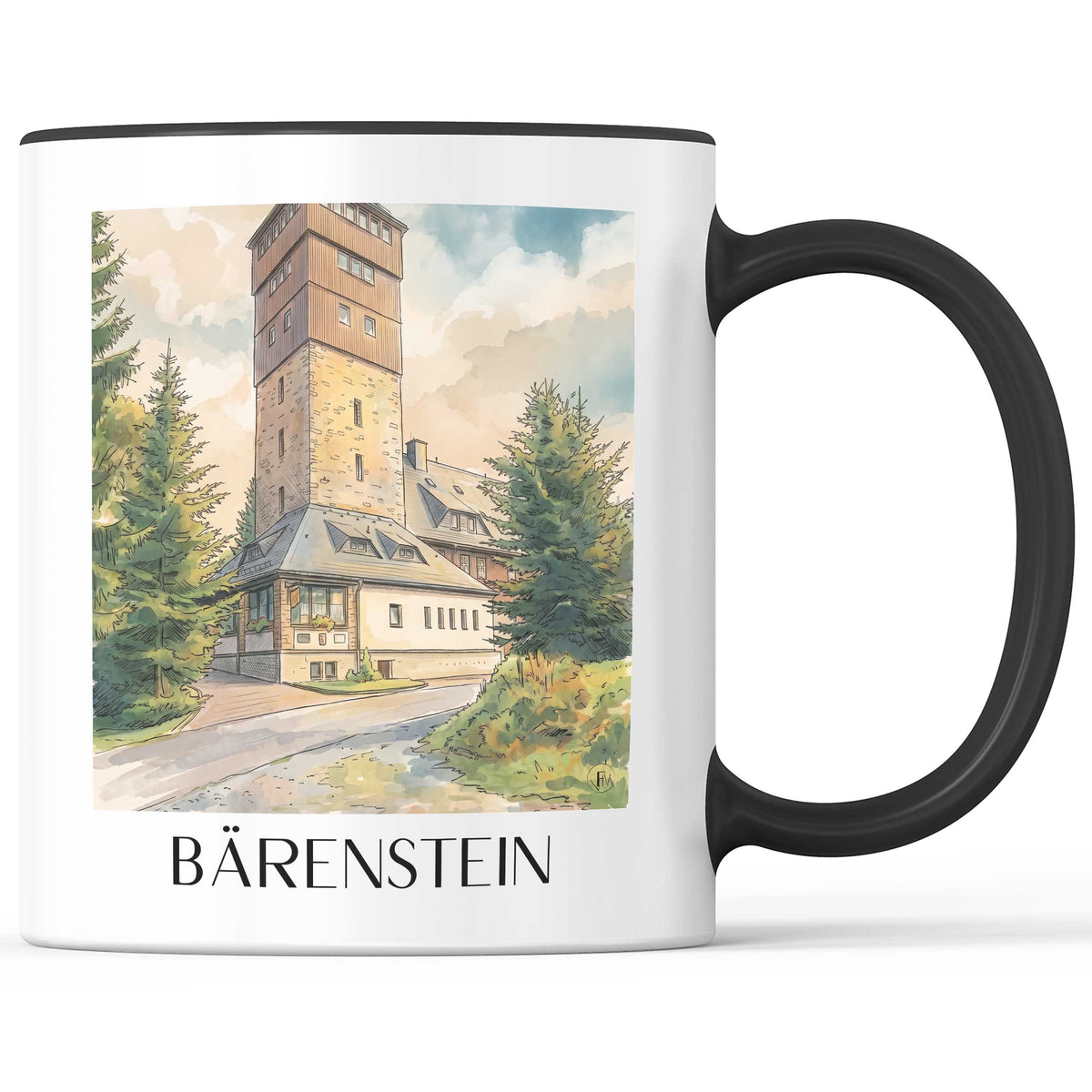 bärenstein-erzgebirgsvorland-deutschland-kaffeebecher-aquarell