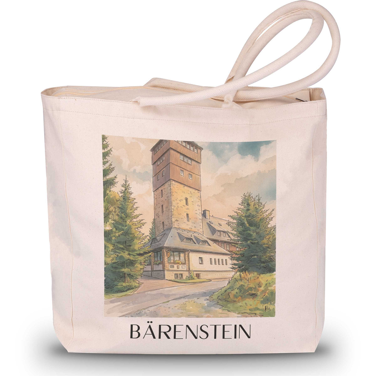 Bärenstein Shopping Tasche - Erzgebirgsvorland - Deutschland Tote Bag - Einkaufstasche im Aquarell Stil