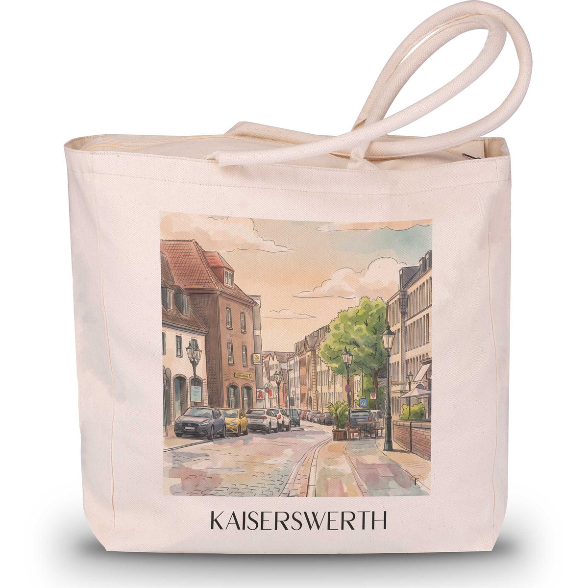 Kaiserswerth Shopping Tasche - Düsseldorf - Deutschland Tote Bag - Einkaufstasche im Aquarell Stil