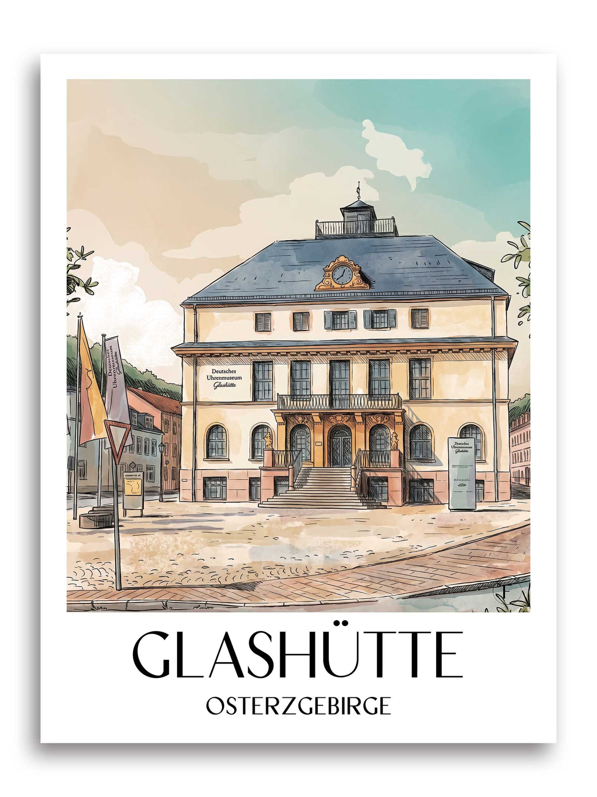glashütte-osterzgebirge-deutschland-poster-aquarell
