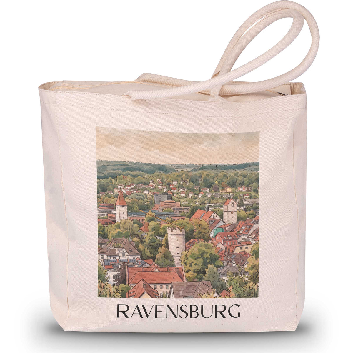 Ravensburg Shopping Tasche - Oberschwaben - Deutschland Tote Bag - Einkaufstasche im Aquarell Stil