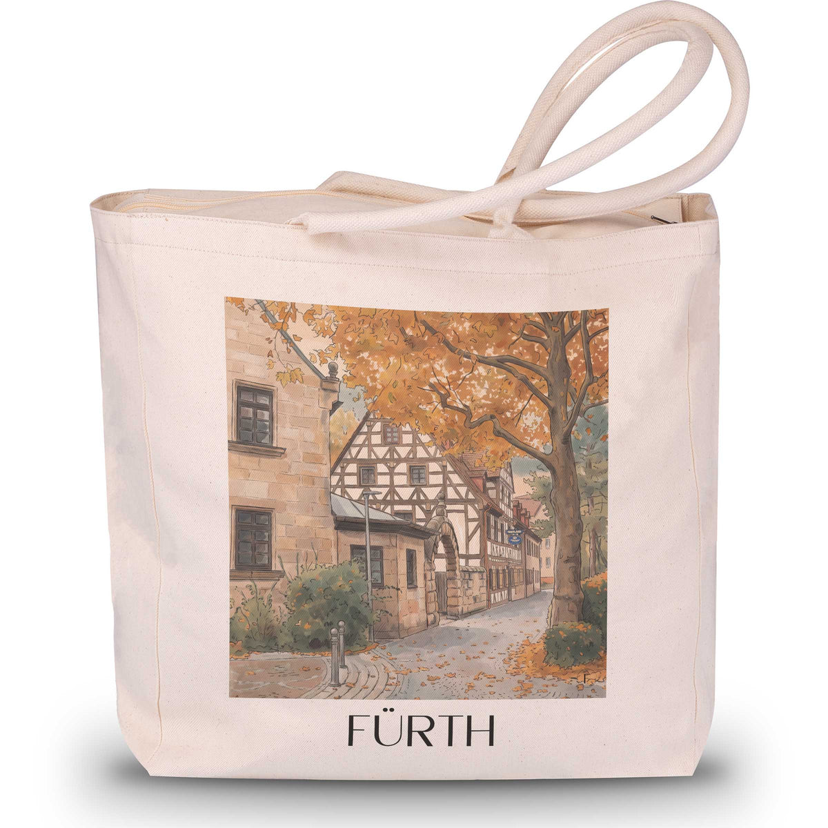 fürth-mittelfranken-deutschland-einkaufstasche-aquarell