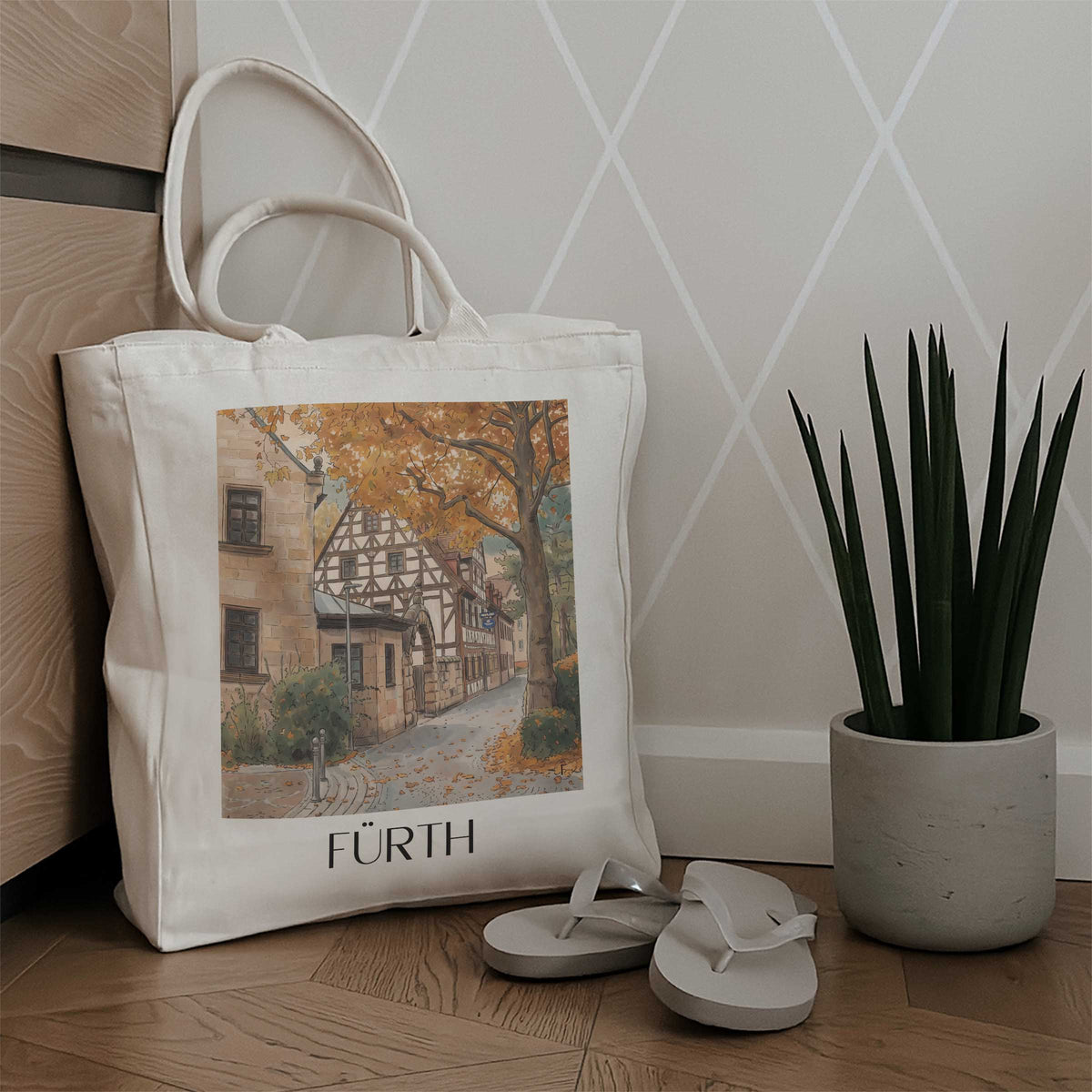 fürth-mittelfranken-deutschland-einkaufstasche-aquarell