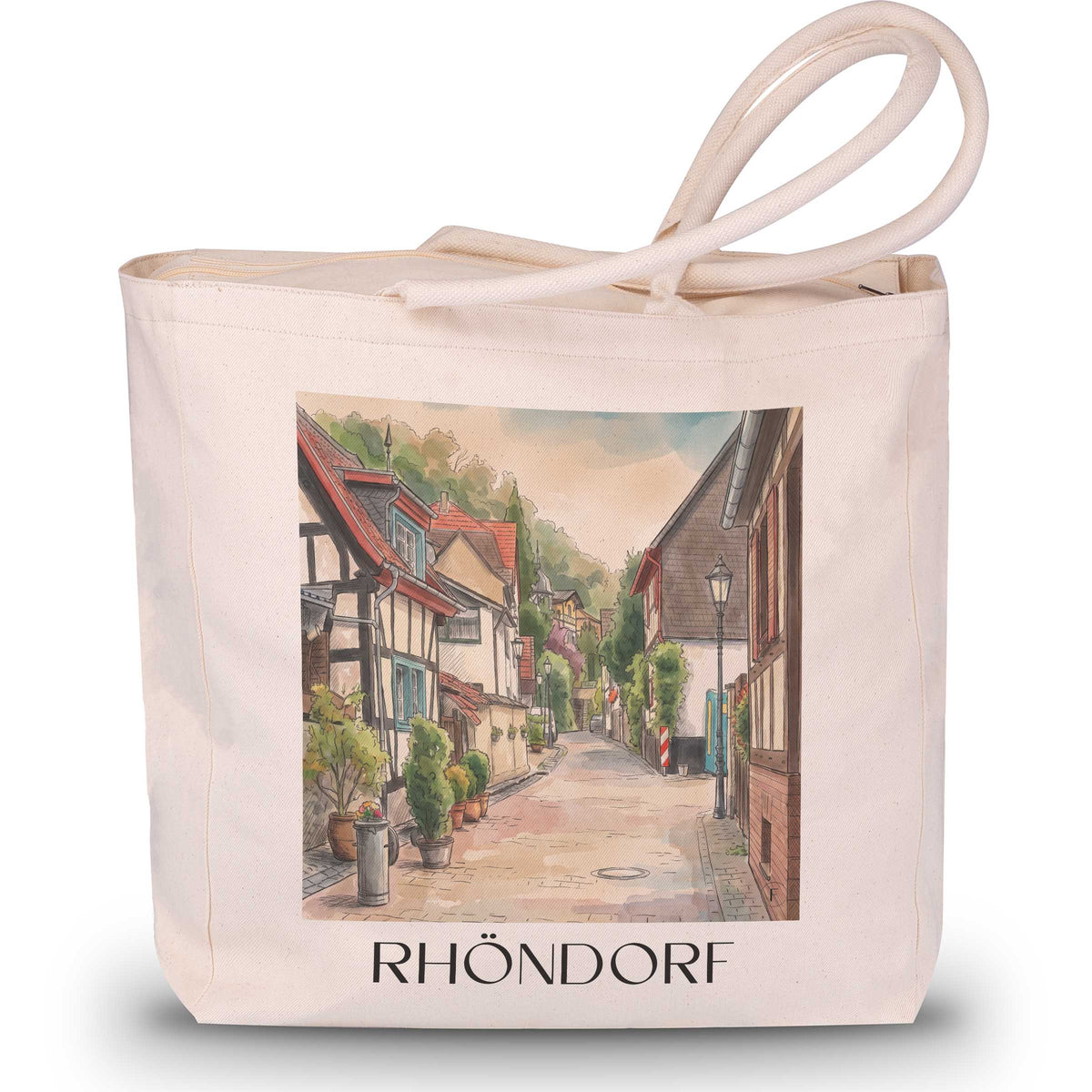 Rhöndorf Shopping Tasche - Mittelrhein - Deutschland Tote Bag - Einkaufstasche im Aquarell Stil