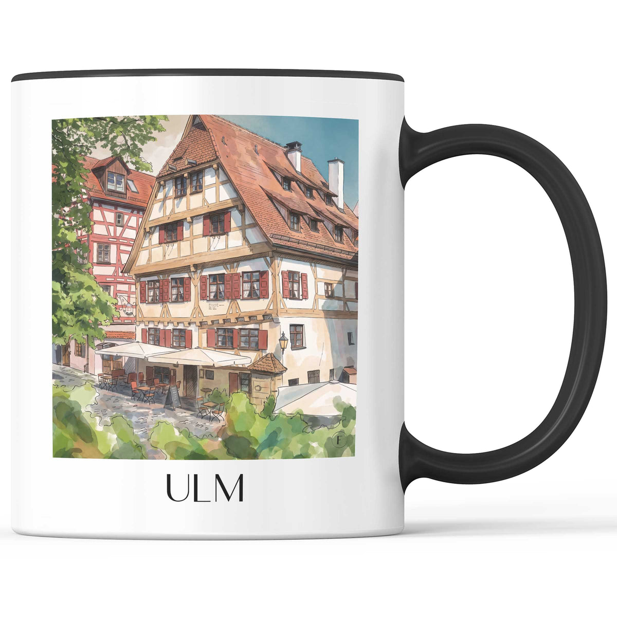 ulm-schwäbische-alb-deutschland-kaffeebecher-aquarell