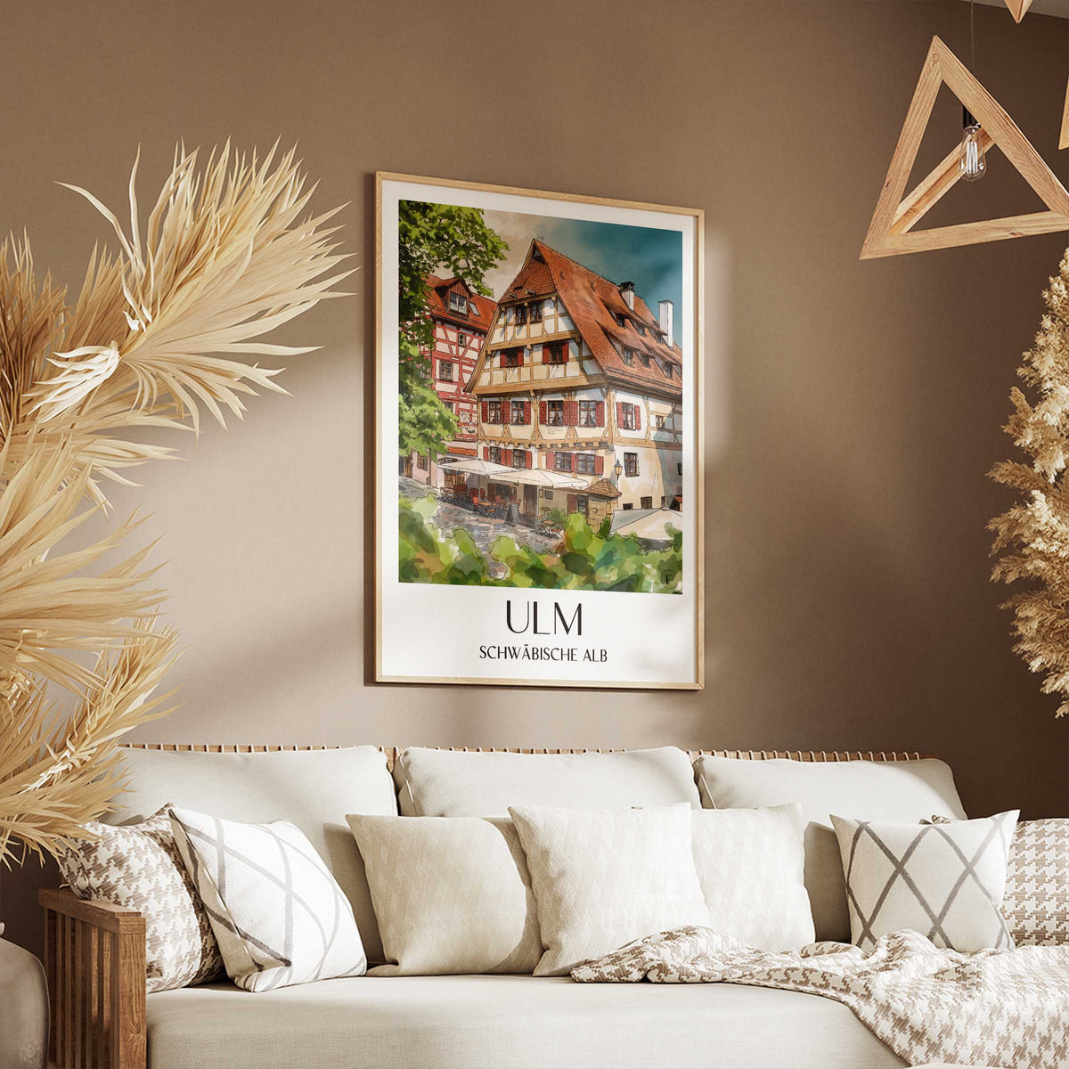 ulm-schwäbische-alb-deutschland-poster-aquarell
