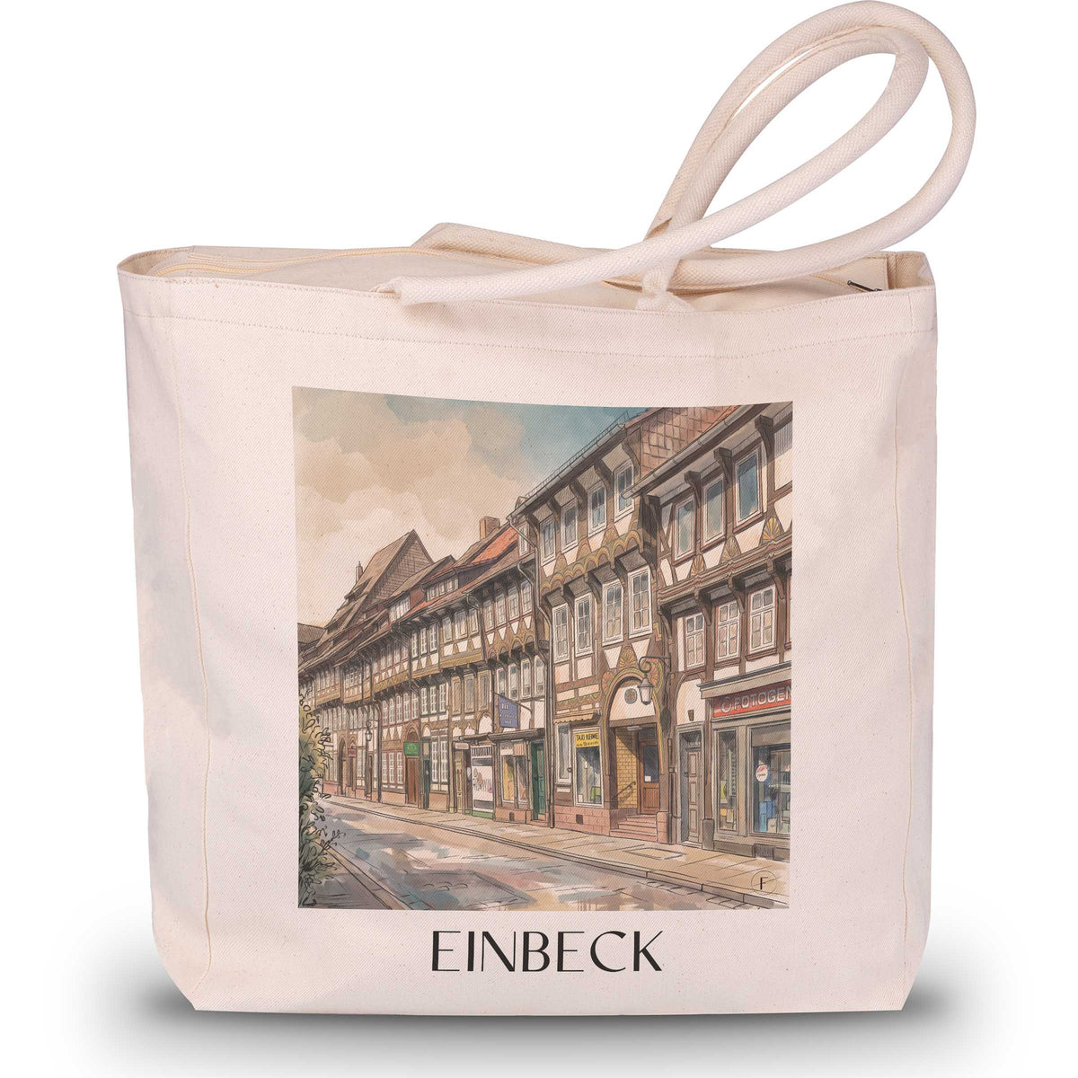 Einbeck Shopping Tasche - Leinebergland - Deutschland Tote Bag - Einkaufstasche im Aquarell Stil
