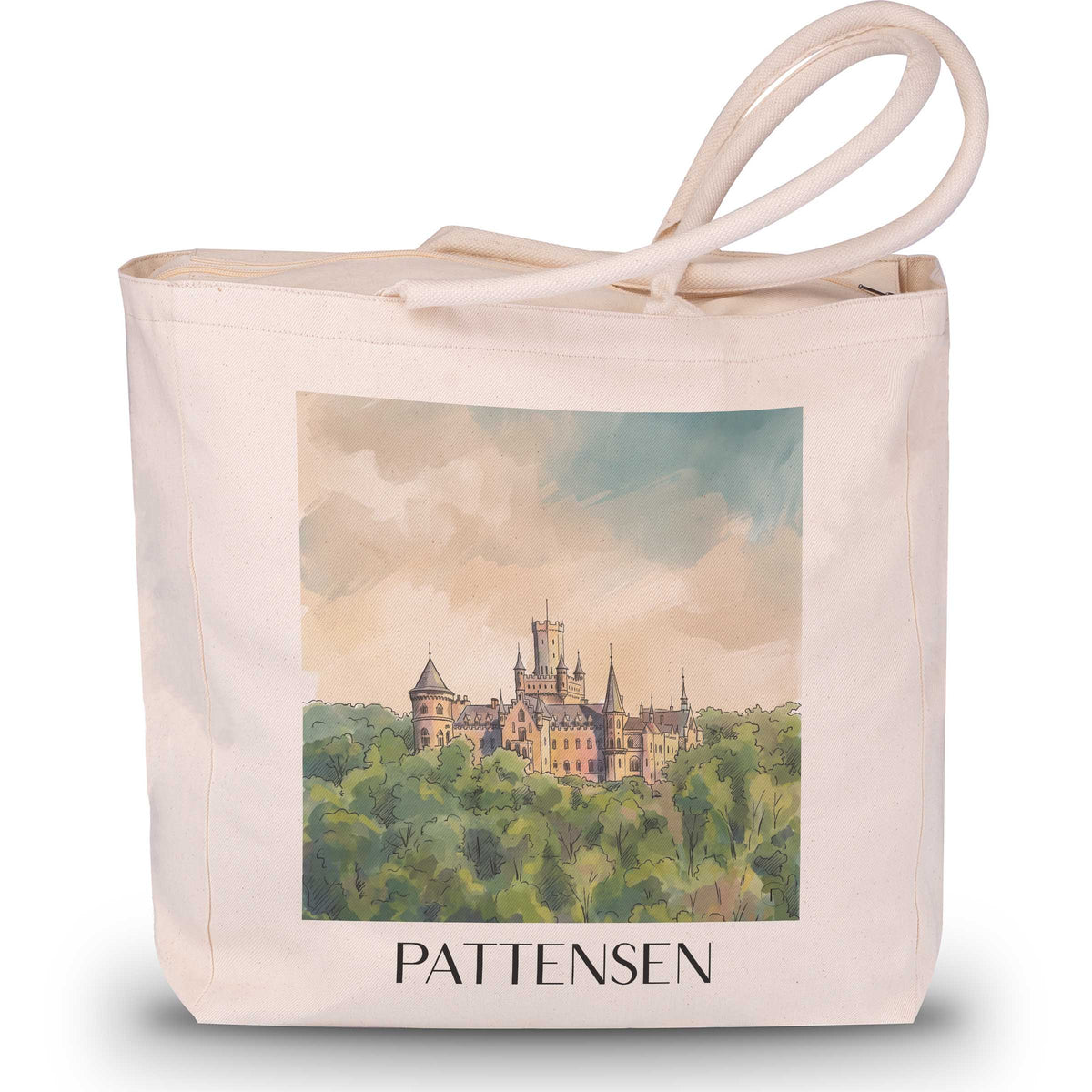 Pattensen Shopping Tasche - Calenberger Land - Deutschland Tote Bag - Einkaufstasche im Aquarell Stil