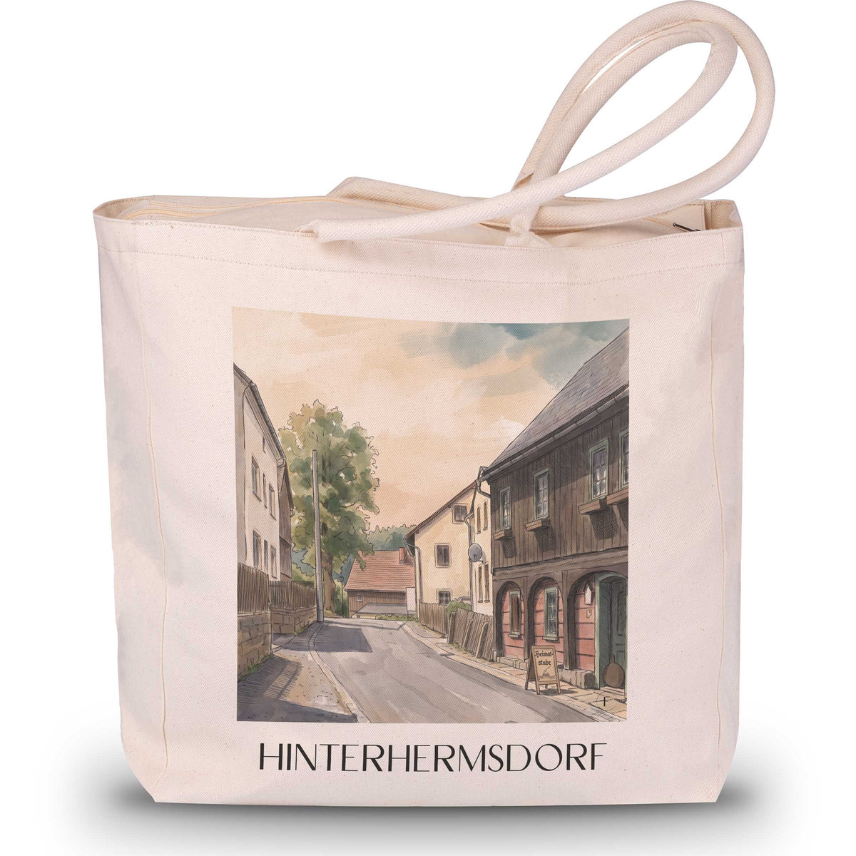 Hinterhermsdorf Shopping Tasche - Sächsische Schweiz - Deutschland Tote Bag - Einkaufstasche im Aquarell Stil