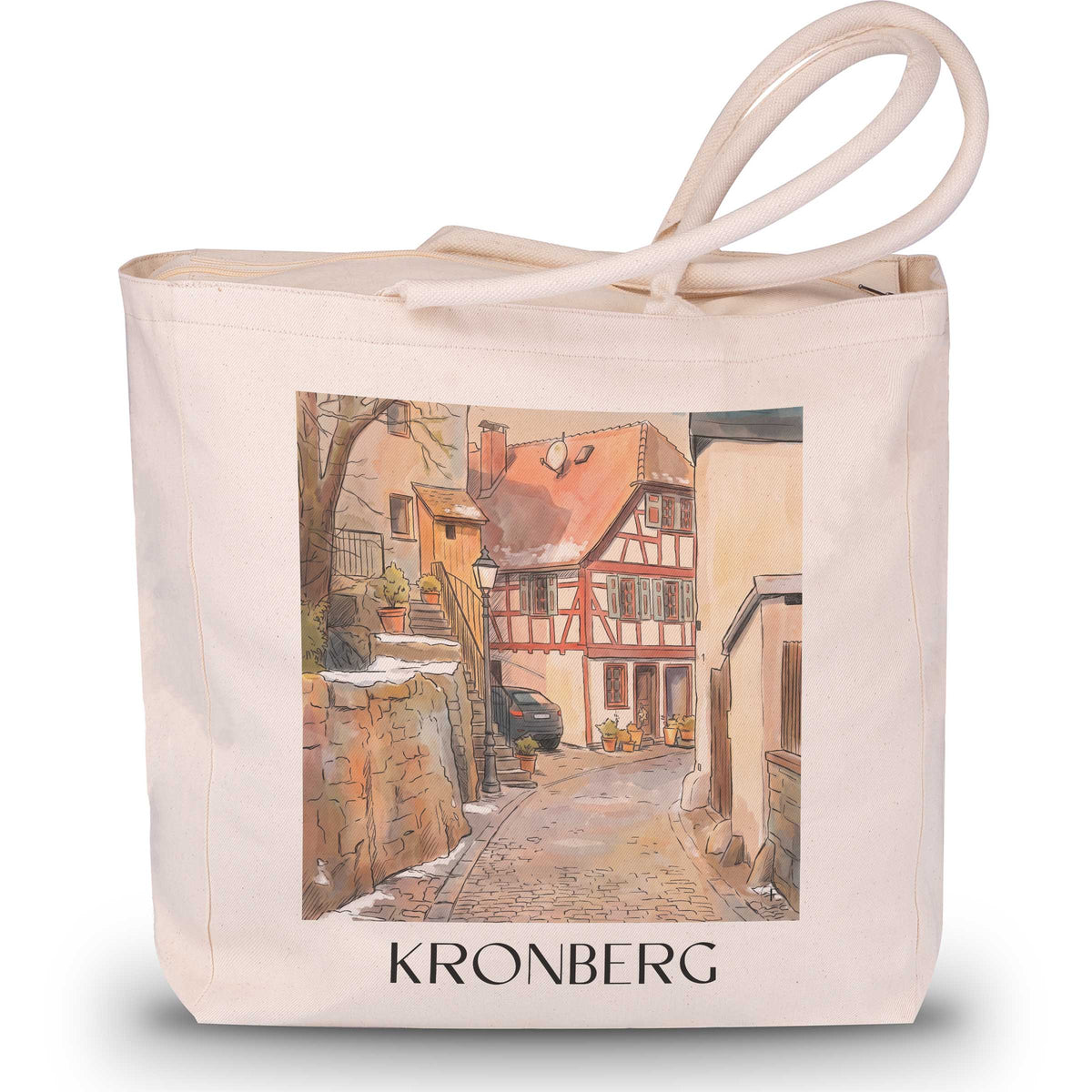 Kronberg Shopping Tasche - Taunus - Deutschland Tote Bag - Einkaufstasche im Aquarell Stil