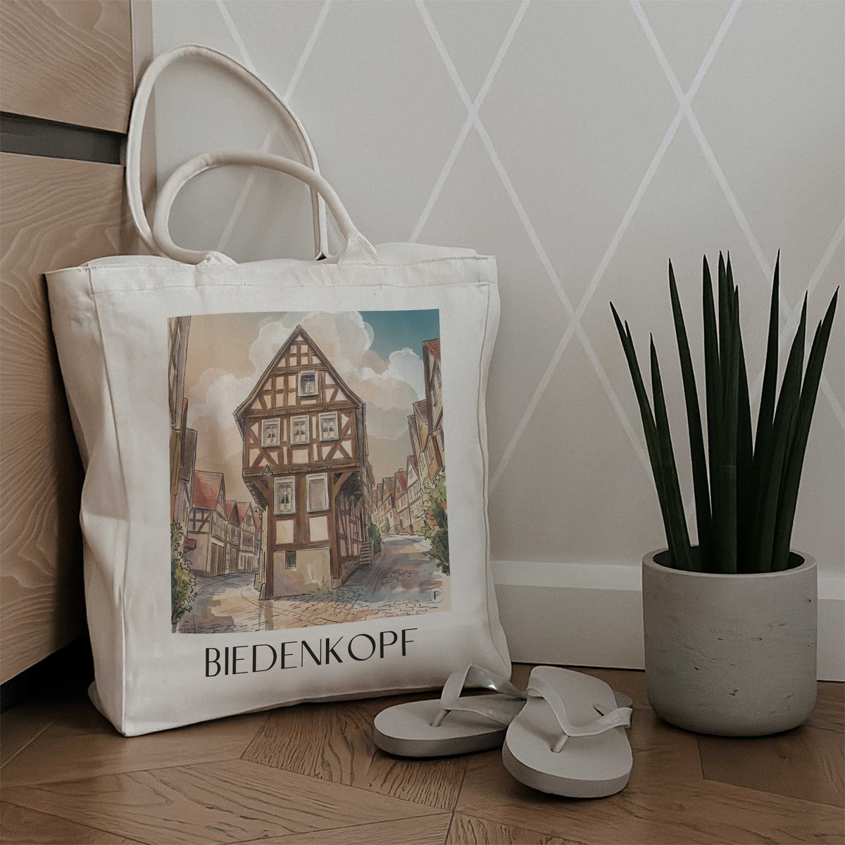 biedenkopf-lahn-dill-bergland-deutschland-einkaufstasche-aquarell