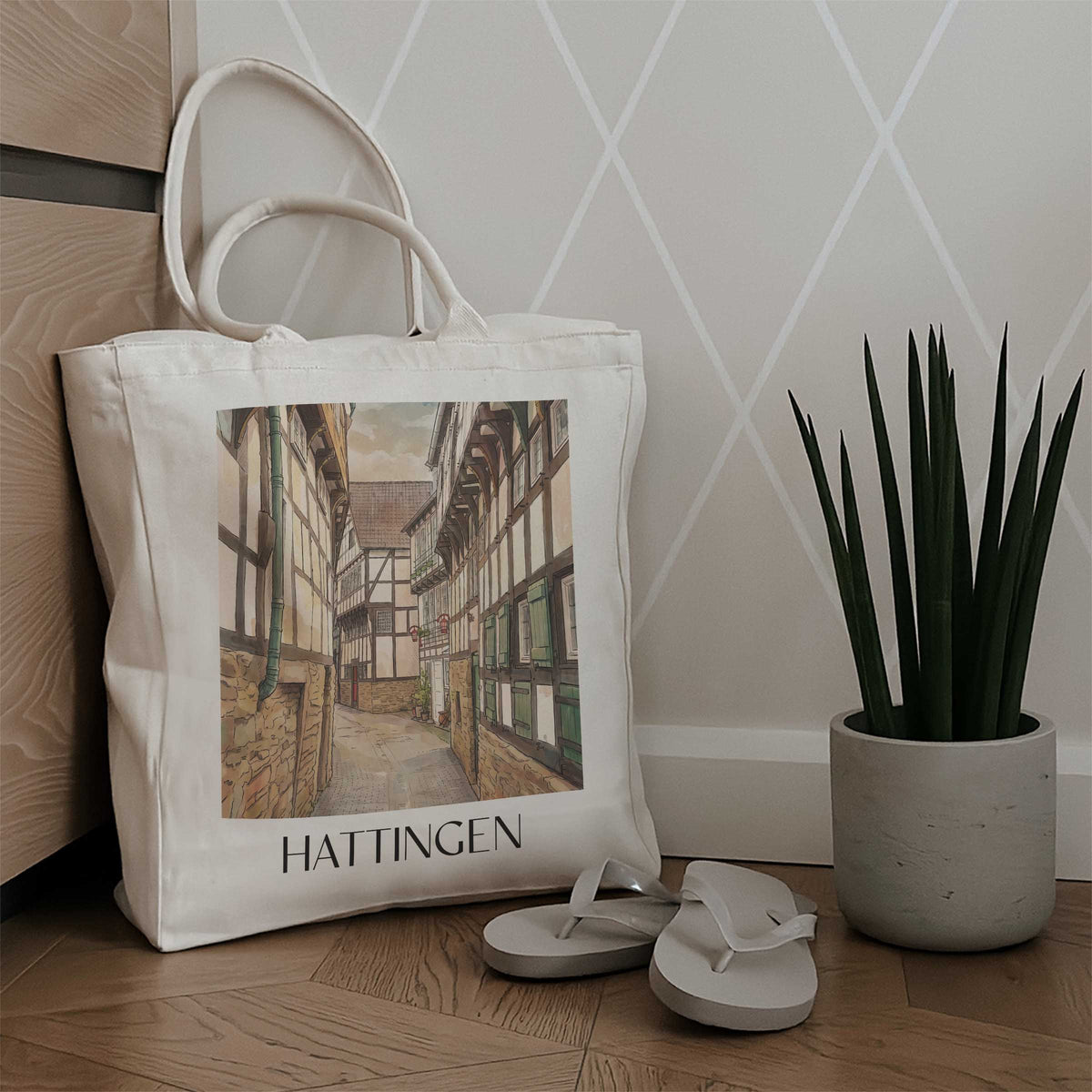 hattingen-ruhrgebiet-deutschland-einkaufstasche-aquarell
