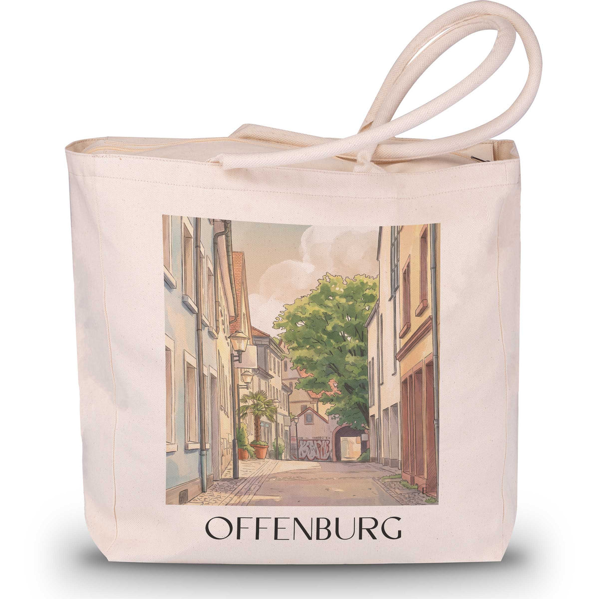 offenburg-schwarzwald-deutschland-einkaufstasche-aquarell
