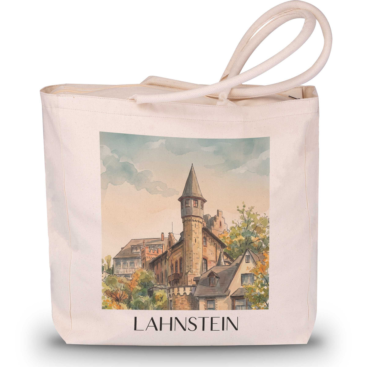 lahnstein-mittelrheintal-deutschland-einkaufstasche-aquarell