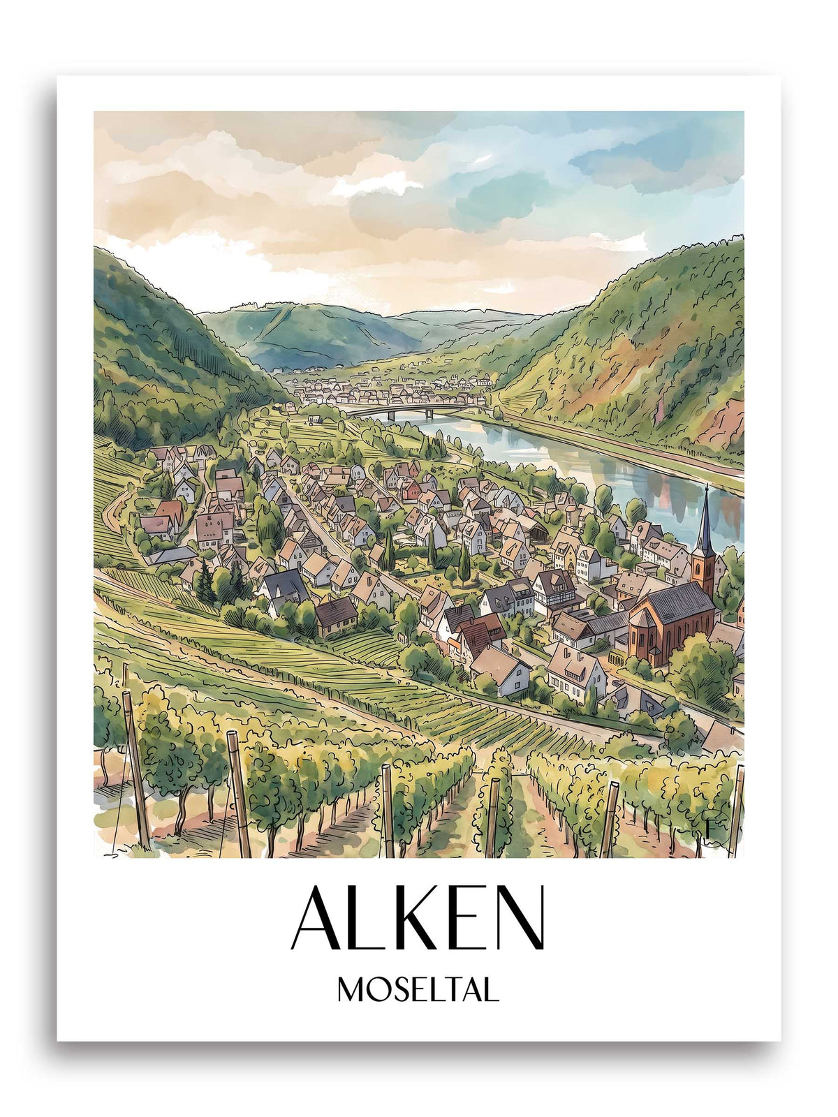 alken-moseltal-deutschland-poster-aquarell