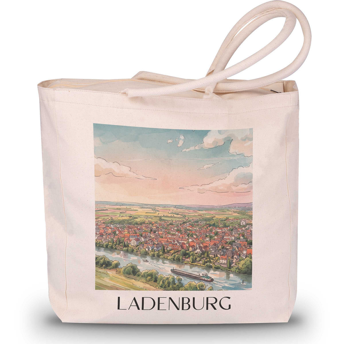 Ladenburg Shopping Tasche - Rhein-Neckar - Deutschland Tote Bag - Einkaufstasche im Aquarell Stil