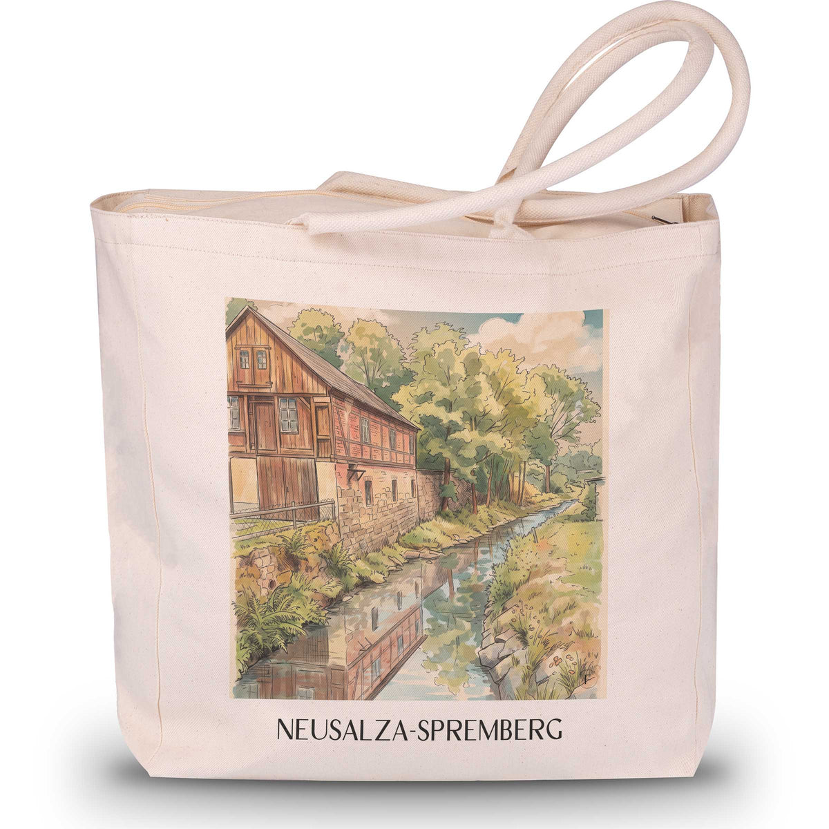 neusalza-spremberg-oberlausitz-deutschland-einkaufstasche-aquarell